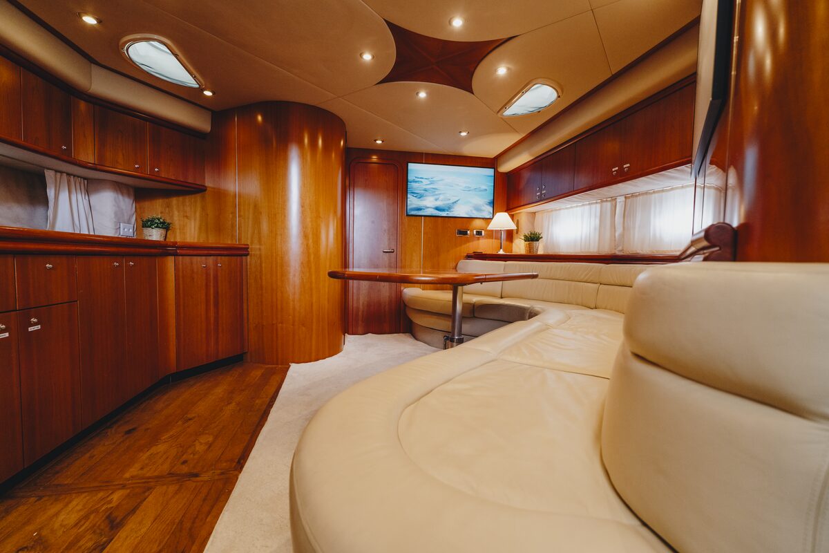 Main salon interior of Me I Want Sunseeker Predator 60ft