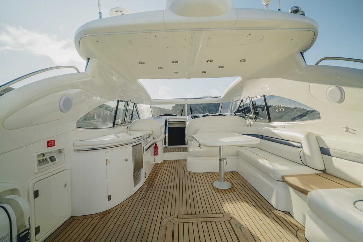 Flybridge and sun deck of Me I Want luxury yacht charter
