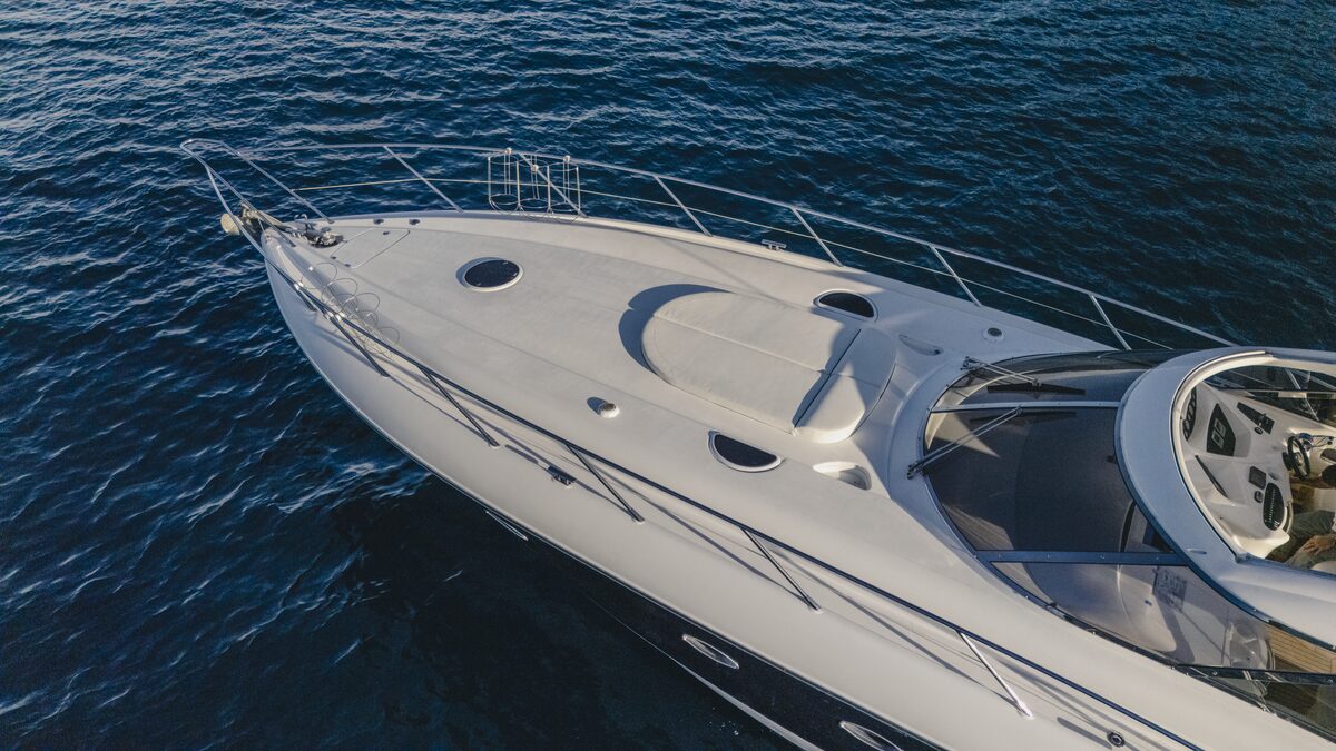 Forward deck view of Me I Want Sunseeker Predator 60ft