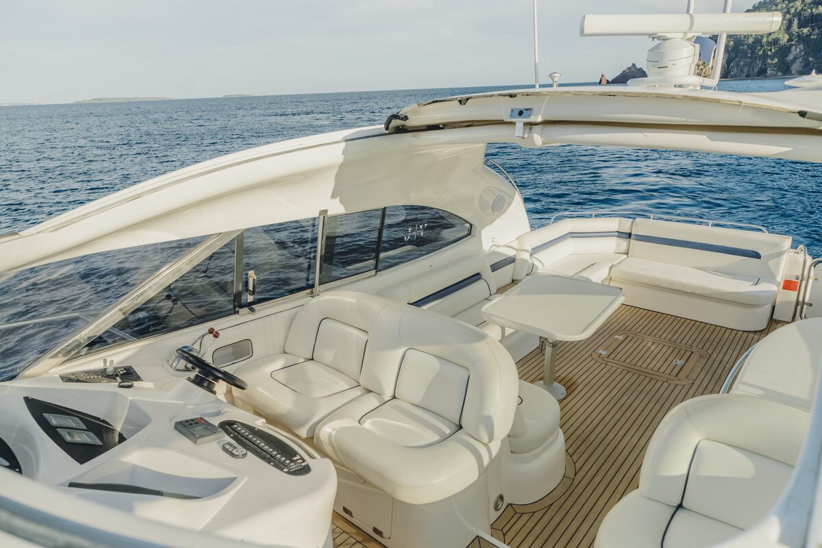 Side deck of Me I Want Sunseeker Predator 60ft yacht